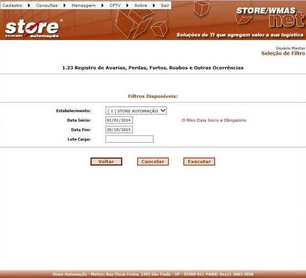1.23 REGISTRO DE AVARIAS, PERDAS, FURTOS, ROUBOS E OUTRAS OCORRÊNCIAS